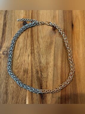 2-Tone Gold & Silver Rope Chain Necklace 18” w/ Extender 18k Gold Filled